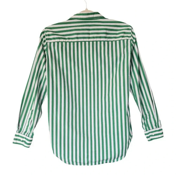 New $280 Frank & Eileen Frank Cotton Button Down Green Striped Collared Size XS - Picture 6 of 10